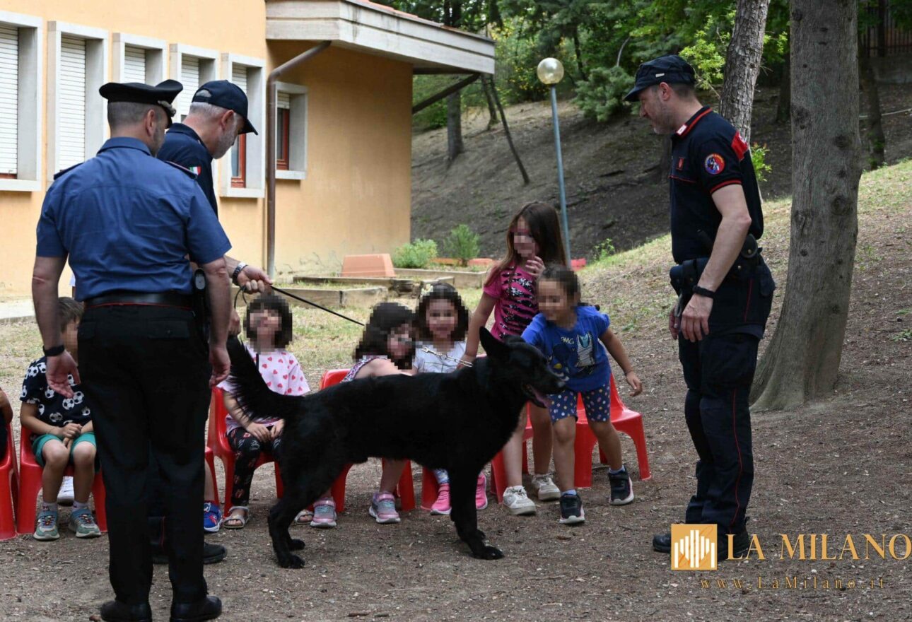 Macerata: Carabinieri e cinofili all’asilo con i pastori Bob e Kevin